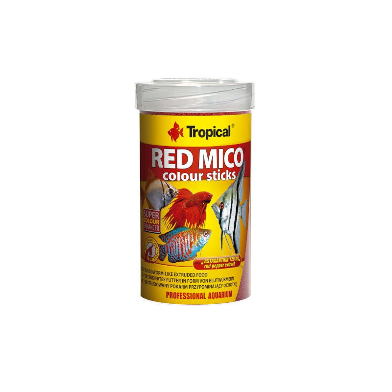 Tropical Red mico colour sticks - wysokobiałkowy, superwybarwiający pokarm dla ryb