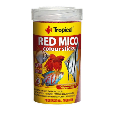 Tropical Red mico colour sticks - wysokobiałkowy, superwybarwiający pokarm dla ryb