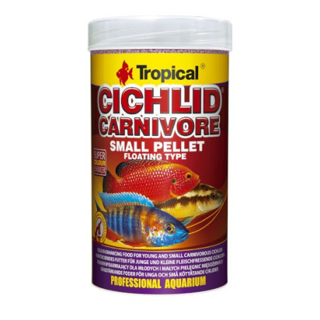 Tropical Cichlid Carnivore Small Pellet 250ml -  wybarwiający pokarm dla młodych i mniejszych gatunków mięsożernych pielęgnic