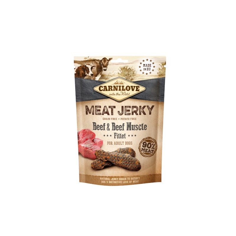 Carnilove Jerky Beef & Beef Muscle Fillet 100g - przysmaki z wołowiną i filetem wołowym