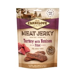 Carnilove Jerky Turkey with Venison Fillet 100g - przysmaki z indykiem i filetem z dziczyzny