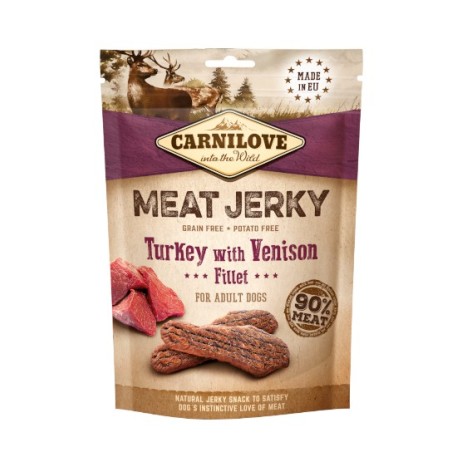 Carnilove Jerky Turkey with Venison Fillet 100g - przysmaki z indykiem i filetem z dziczyzny