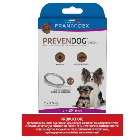 Francodex Obroża biobójcza 2szt PREVENDOG 35cm /dla psów do 5kg