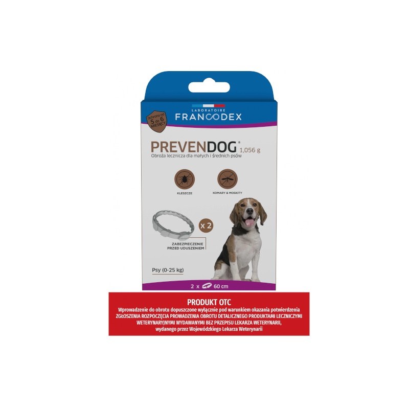 Francodex Obroża biobójcza 2szt PREVENDOG 60cm /dla psów do 25kg