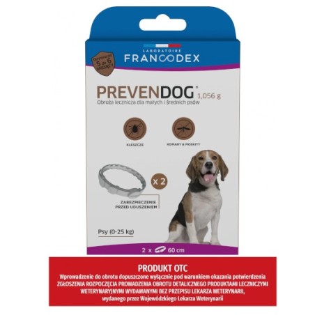 Francodex Obroża biobójcza 2szt PREVENDOG 60cm /dla psów do 25kg