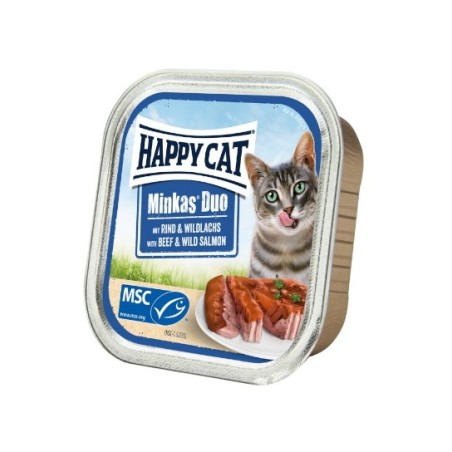 Happy Cat Minkas Duo 100g - wołowina i łosoś /pasztet