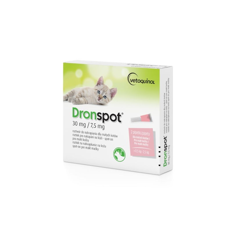 Vetoquinol Dronspot dla małych kotów 2x0,35ml - krople odrobaczające