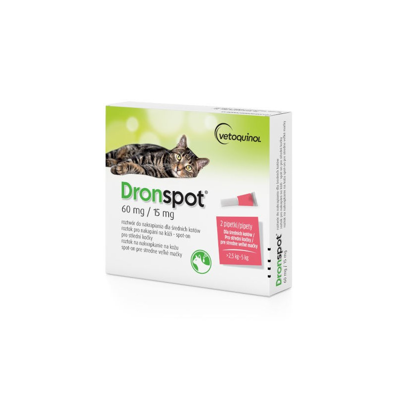 Vetoquinol Dronspot dla średnich kotów 2x0,70ml - krople odrobaczające