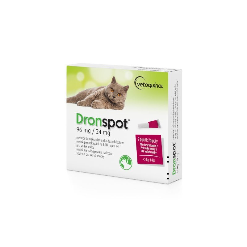 Vetoquinol Dronspot dla dużych kotów 2x1,12ml - krople odrobaczające