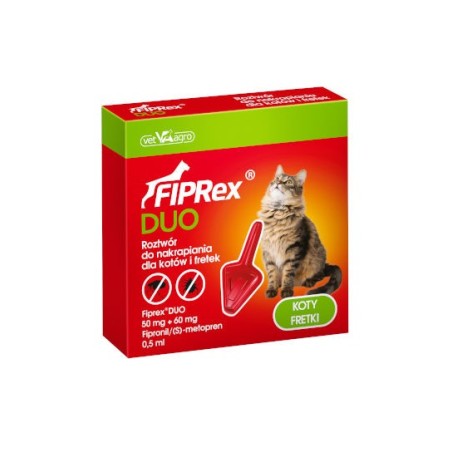 Vet-Agro Fiprex Duo (1x0,5ml) -  roztwór do nakrapiania dla kotów i fretek