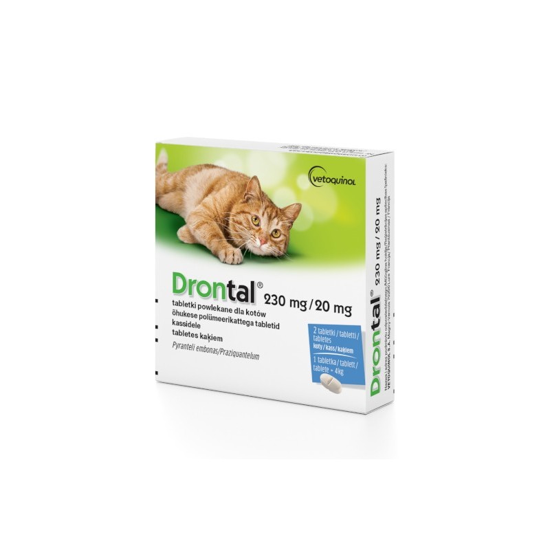 Vetoquinol Drontal - tabletki przeciw pasożytom dla kotów /2 tabletki