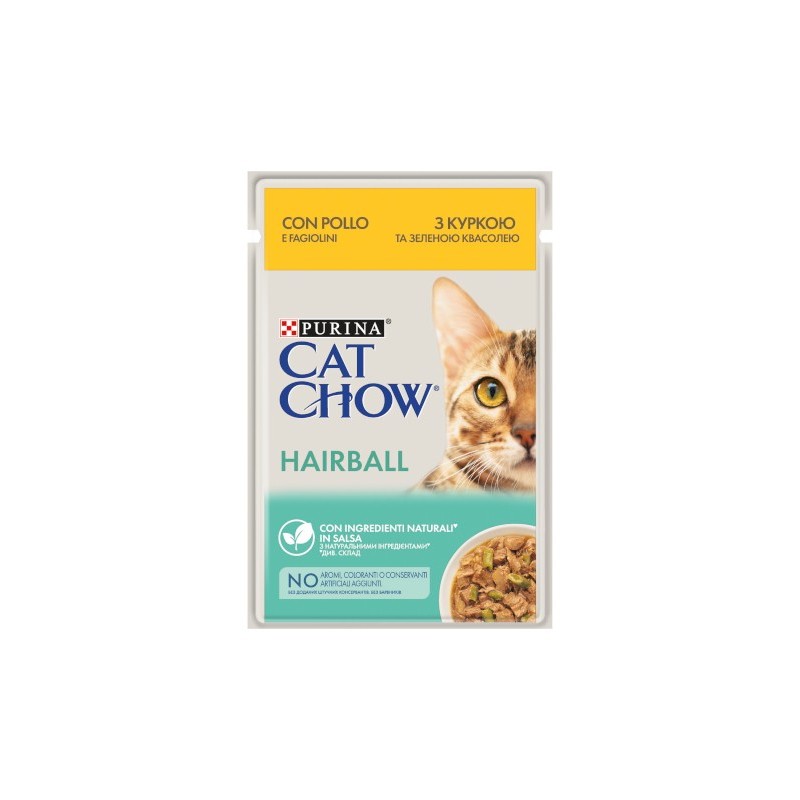 Saszetka Cat Chow Hairball - kurczak i zielona fasolka w sosie 85g