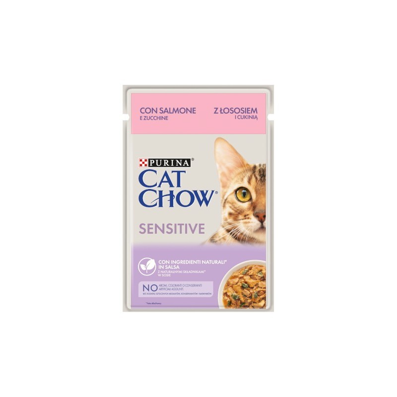 Saszetka Cat Chow Sensitive - łosoś i cukinia w sosie 85g