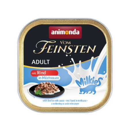 Animonda VOM FEINSTEN Milkies adult cat szalka 100g - kawałki wołowiny w mlecznym sosie