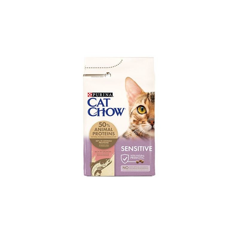 Purina Cat Chow Sensitive - bogata w łososia 15kg