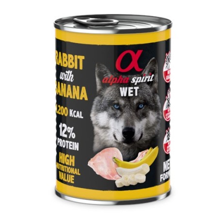 Alpha Spirit karma mokra dla psa królik z bananem 400g