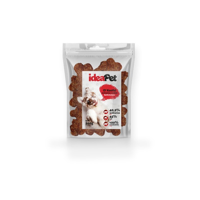 IdeaPet Kostki wołowina z ryżem 9cm 500g