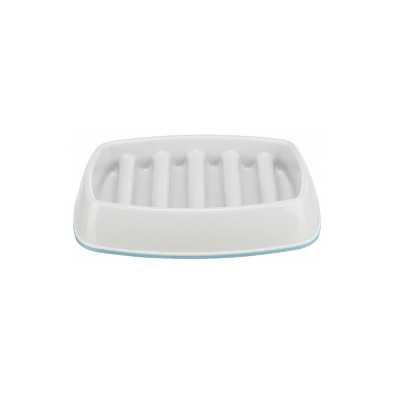 TRIXIE Slow Feeding miska dla kota spowalniająca jedzenie 0,25l/21 x 14cm - szara , plastik/TPR