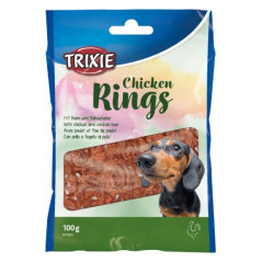 TRIXIE Chicken Rings, przysmak dla psa, kurczak i wątróbka drobiowa, 100g