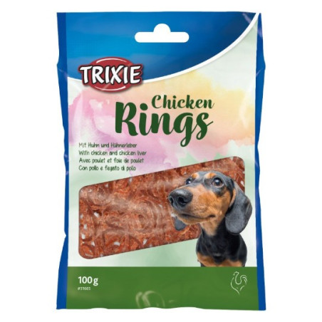 TRIXIE Chicken Rings, przysmak dla psa, kurczak i wątróbka drobiowa, 100g