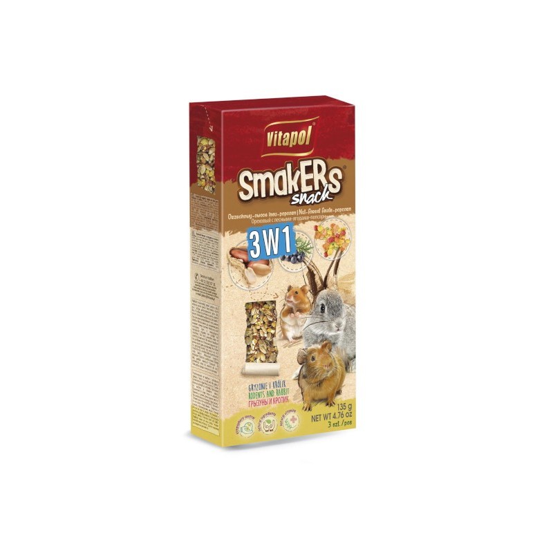 Vitapol Smakers Snack 3w1 dla gryzoni i królika 3 szt 135g