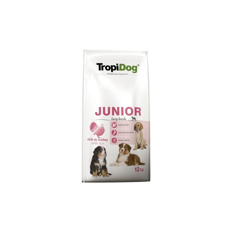 Tropidog Premium Junior Large Breeds With Turkey & Rice - karma z indykiem i ryżem dla szczeniąt dużych ras