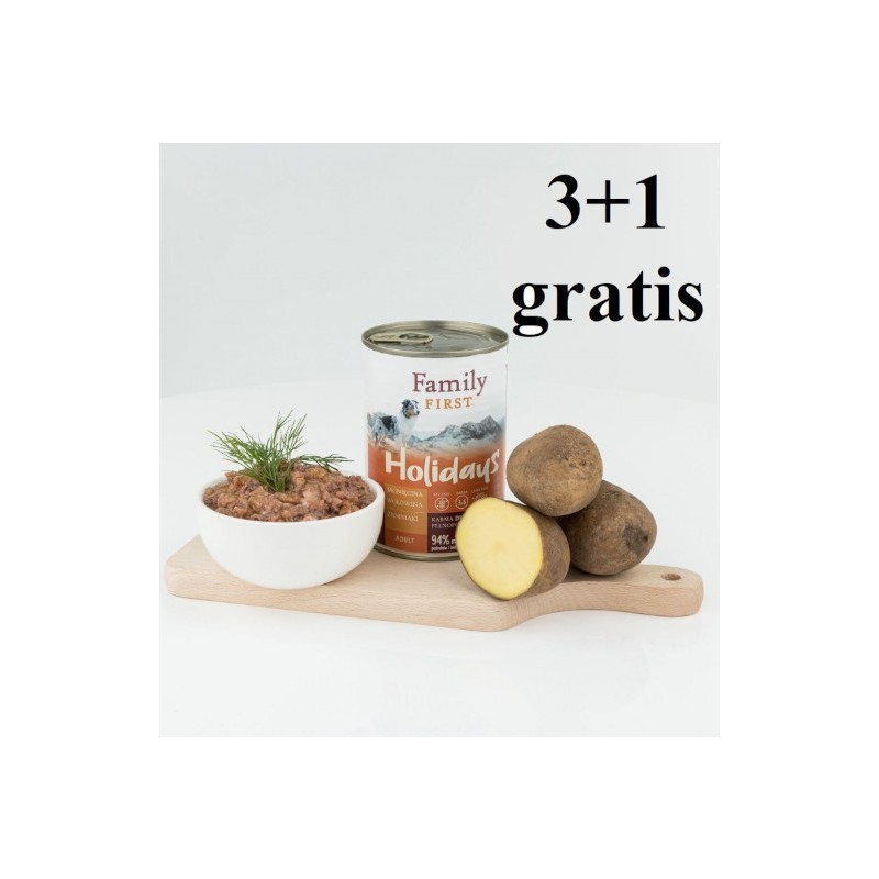 Family First Karma mokra dla psa Holidays duoprotein Jagnięcina/wołowina/ziemniaki adult-4x400g