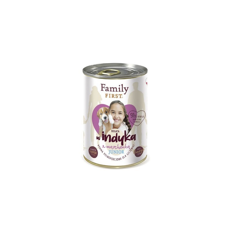 Family First Karma mokra dla psa Bogata w indyka z marchewką junior-400g