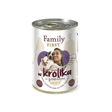 Family First Karma mokra dla psa Bogata w królika z gruszkami adult-400g