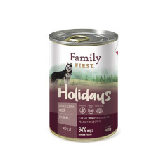 Family First Karma mokra dla psa Holidays duoprotein dziczyzna gęś jabłko 400g