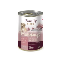 Family First Karma mokra dla psa Holidays duoprotein kurczak/królik/jabłko junoir-400g