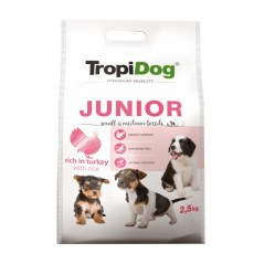 Tropidog Premium Junior Small & Medium Breeds With Turkey & Rice - Mała Rasa, Indyk i Ryż