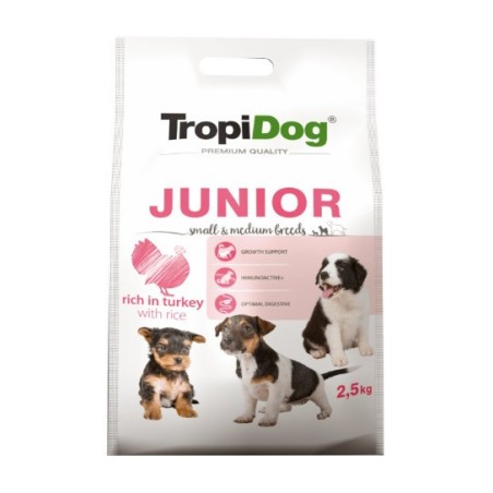 Tropidog Premium Junior Small & Medium Breeds With Turkey & Rice - Mała Rasa, Indyk i Ryż