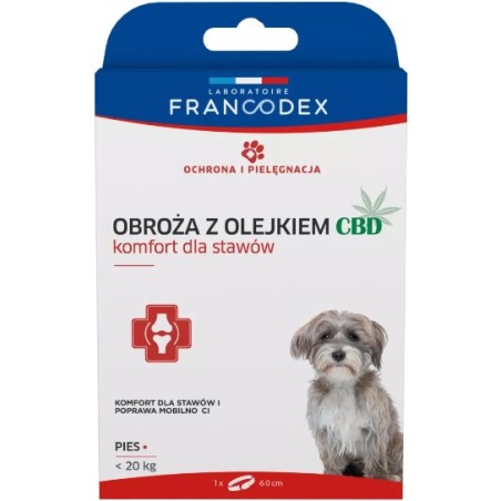 FRANCODEX Obroża z olejkiem CBD 60 cm dla psów o wadze poniżej 20 kg