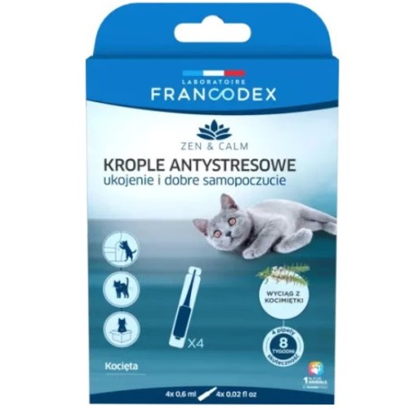 FRANCODEX Krople antystresowe z kocimiętką dla kociąt, 4 x 0,6 ml