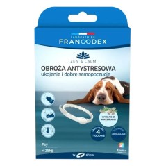 FRANCODEX Obroża antystresowa z walerianą dla psów poniżej 25 kg, 60 cm