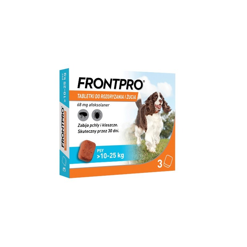 FRONTPRO L(10-25kg) 68mg x3tab.-tabletki na pchły i kleszcze