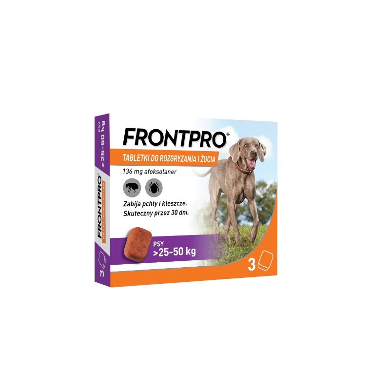 FRONTPRO XL(25-50kg) 136mg x3tab.-tabletki na pchły i kleszcze