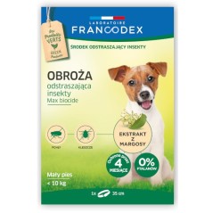 FRANCODEX Obroża dla małych psów do 10 kg odstraszająca insekty - 4 miesiące ochrony, 35 cm