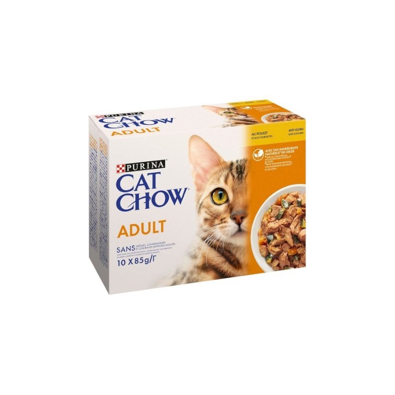 Purina Cat Chow Adult z kurczakiem i cukinią w galaretce 10x85g