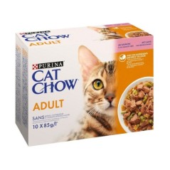 Purina Cat Chow łosoś i zielona fasolka w galaretce 10x85g