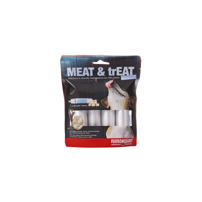 Meatlove Kiełbaski treningowe MEAT & trEAT Salmon 4x40g - łosoś