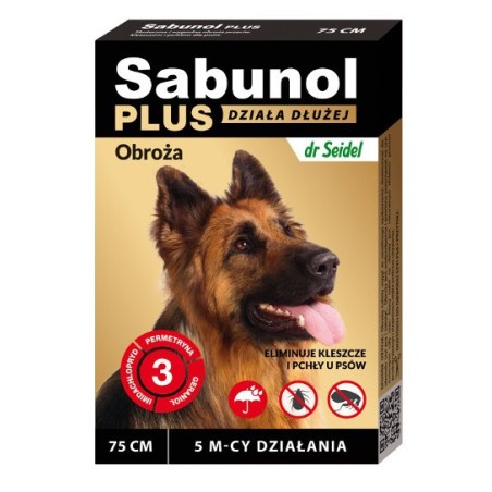 SABUNOL PLUS - obroża przeciw pchłom i kleszczom o przedłużonym działaniu dla psa 75 cm