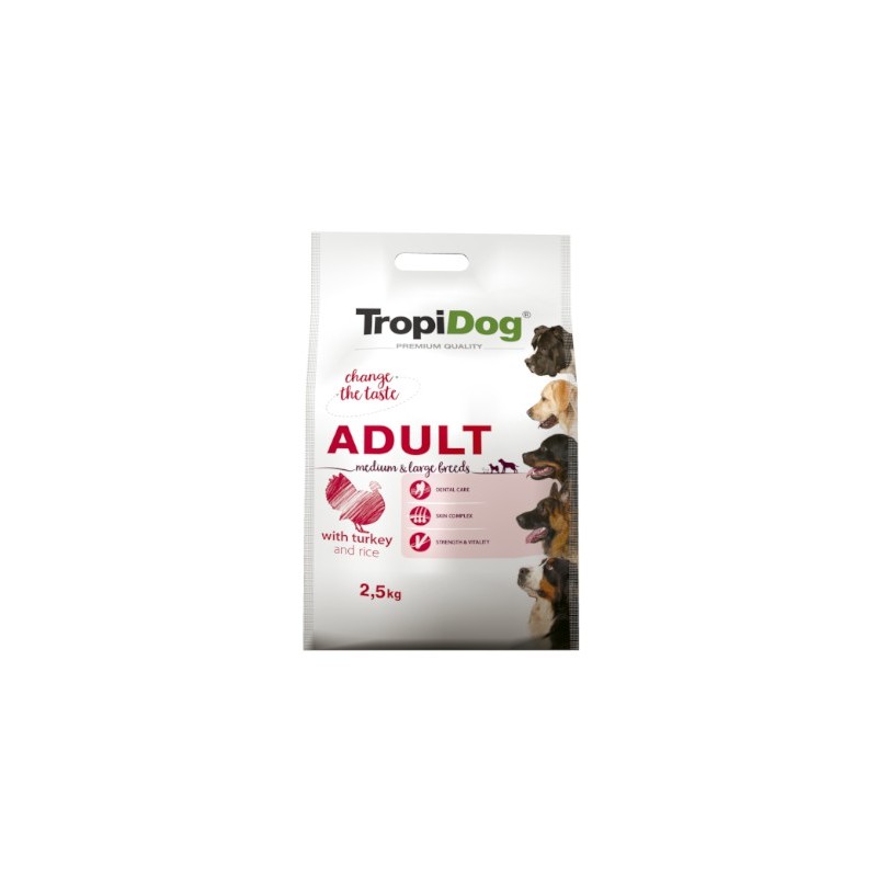 Tropidog Premium Adult Medium & Large Breeds With Turkey & Rice - karma z indykiem i ryżem dla psów średnich i dużych ras