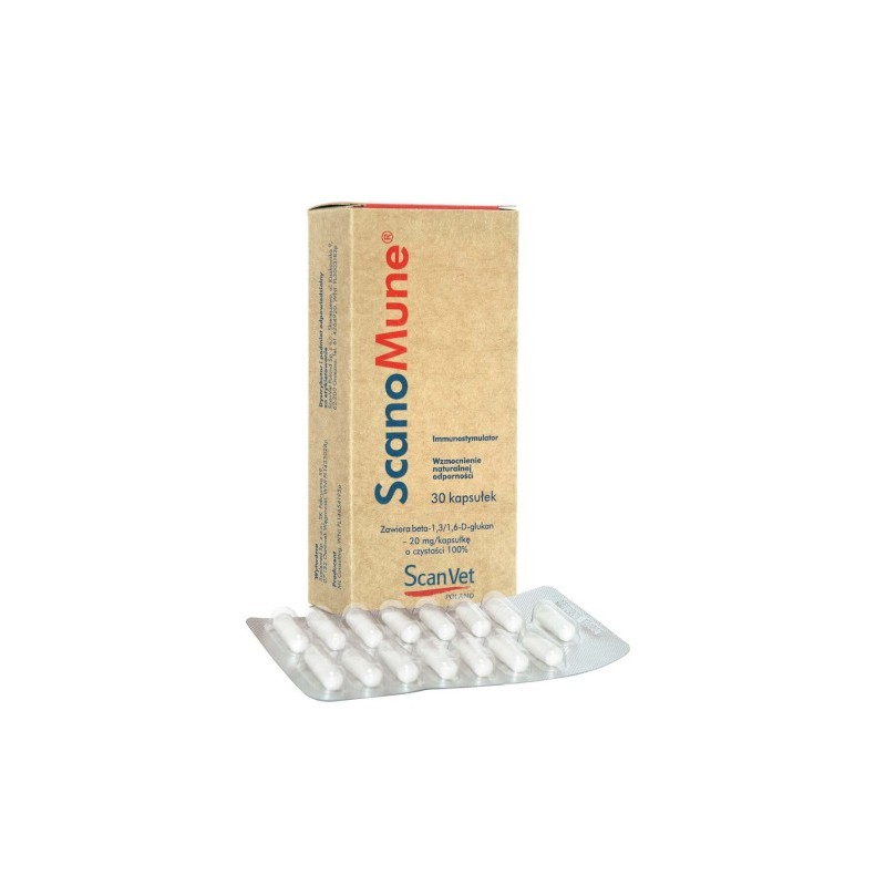 ScanVet Scanomune 20 mg - immunostymulacja i wzmocnienie naturalnej odporności /30 kapsułek