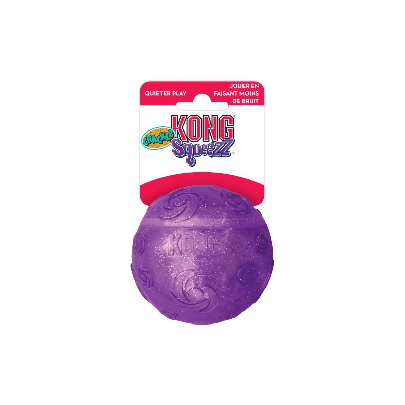 KONG Squeezz Crackle Ball L - zabawka dla psa  z gumy z dużą zawartością kauczuku